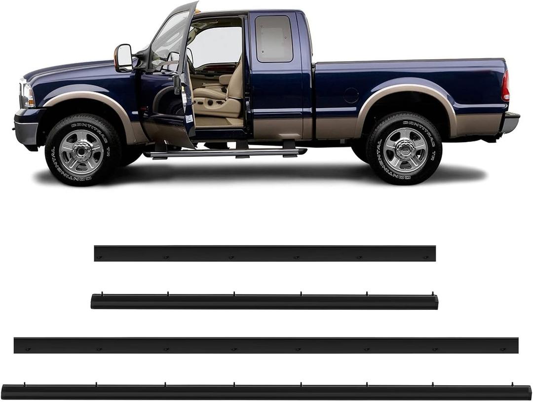 4PCS Window Rubber Weatherstrip Seal Front and Rear Lower Door Fit for Ford F250 F350 F450 Super Duty Crew Cab 1999-2016 Excursion 2000-2005 Replace F81Z-2520758-AA 1C3Z-26253A24-A