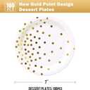 White and Gold Paper Plates 100PCS, 7inch Gold Dots Dessert Plates, Disposable Party Supplies for Birthday, Wedding, Bridal Showers, Christmas, Anniversaries, All Occasions, Classic-100PCS