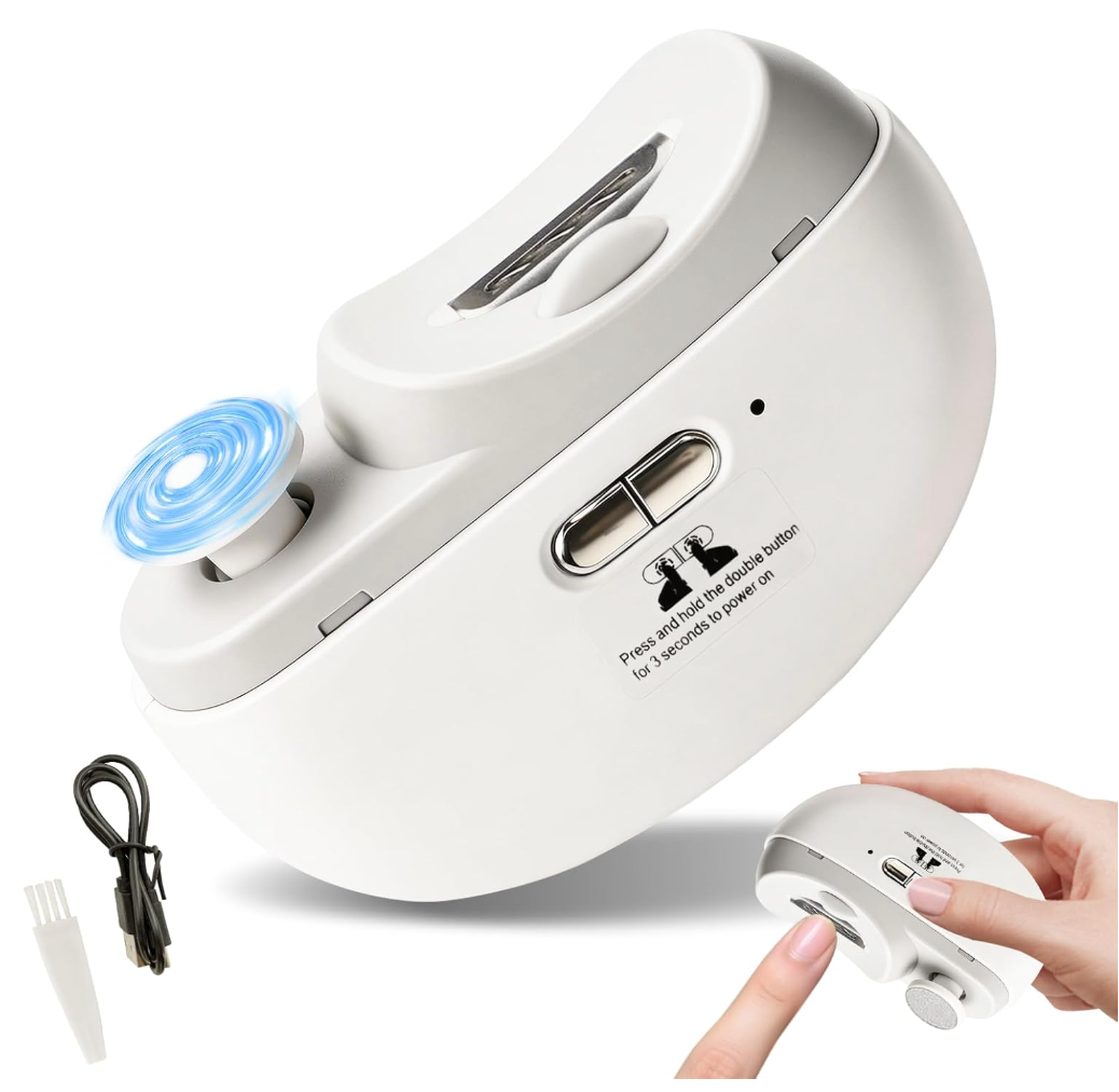 Electric Nail Clipper, Rechargeable Electric Nail Trimmer with LED Light, 2 in 1 Electric Nail File with Polisher and Nail Scraps Storage,Ultra-Quiet & Safe for Kids, Adults and Seniors