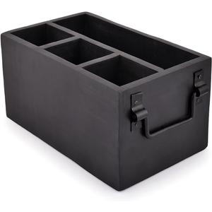 EDHAS Mango Wood 4 Compartment Flatware Caddy, Cutlery Utensil Holder with Napkin Holder for Kitchen, Dining, Picnics (10" x 6" x 5")