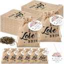Fumete 30 Sets Bridal Shower Party Favors for Guests Bulk Let Love Brew Tea Bags Burlap Bag with Thank You Cards Bridal Shower Thank You Gift Wedding Souvenirs, No Tea