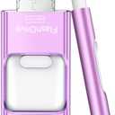 Flash Drive for iPhone 256GB, 4 in 1 USB Type C Memory Stick, Photo Stick External Storage Thumb Drive for iPhone iPad Android Computer, Violet Purple