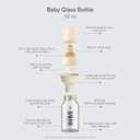 BIBS Baby Glass Bottle. Anti-Colic. Round Natural Rubber Latex Nipple. Supports Natural Breastfeeding, Complete Set - 110 ml, Cloud