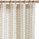 jinchan Linen Boho Curtains for Living Room Semi Sheer Curtains for Bedroom 96 Inches Long Herringbone Printed Farmhouse Drapes, Rod Pocket Window Treatment Curtain Set of 2 Panels Black on Linen