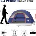 CAMPROS CP Camping Tent 2-4 Person, Waterproof Windproof Double Layer Dome Tent, Easy Setup with Large Mesh Windows & Wide Door for Outdoor Camping Backyard
