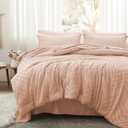 Anluoer Queen Comforter Set, Pink Tufted Bed in a Bag 7 Pieces with comforters and Sheets, All Season Bedding Sets 1 Comforter, 2 PillowShams, Pillowcases, Flat Sheet, Fitted Sheet (ANUS23CF04PI8888)