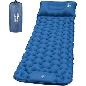 HiiPeak Sleeping Pad for Camping- Ultralight Inflatable Sleeping Mat with Built-in Foot Pump & Pillow, Upgraded Compact Camping Air Mattress for Tent, Backpacking, Hiking (Blue)