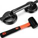 Floor Gap Fixer Tool Kit for Laminate Floor Gap Repair Aluminum Heavy Duty Suction Cup and Rubber Mallet Set for Floating Wood Floors and Moving Glasses(Black)