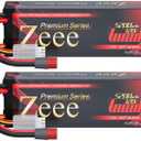 Zeee Premium Series 2S Lipo Battery 5200mAh 7.4V 120C Hard Case Batteries with T Plug for 1/8 1/10 RC Vehicles Car Trucks Airplane Boats(2 Pack)