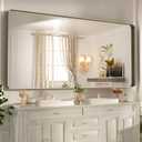 WEER 72x36 Inch Bronze Bathroom Mirror for Vanity, Brushed Bronze Metal Frame Mirror for Wall, Rounded Rectangle Bronze Frame Mirror with Tempered Glass, Anti-Rust (Horizontal/Vertical)