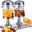 4.23 Gallon Hot and Cold Beverage Dispenser with Stand, Stainless Steel Drink Dispenser with Drip Tray for Party, Bar, Coffee, Lemonade – 2/4/6 Gallon,Gold & Silver (4 GALLON (16L), SILVER)