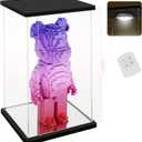 NONEMEY Clear Acrylic Display Case with Remote Control Light for Bearbrick, Dustproof Model Showcase Organizer Box, Display Case for Collectibles Bearbrick (9.8×7.9×16.5inch,25×20×42cm)