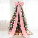 Wavwavw Giant Bow Decor Oversized Big Bows Decoration for Room Wall Backdrop 75x18 Inch Ribbon Tie for Wedding Valentines Day Birthday Party Baby Shower Supplies(Pink,Velvet)