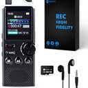 264GB Digital Voice Recorder,Professional Voice Activated Recorder for Lectures Meetings,18000 Hours voice recorder with playback,recording device, MP3 Player, Password Protection,audio recorder,Black