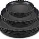 12 Pack Plastic Black Round Wave Plant Saucer,Durable Heavy Duty Flower Plant Pot Drip Tray Container for Home Garden Indoor and Out Door Plant (6 Inch/8 Inch/10 Inch)