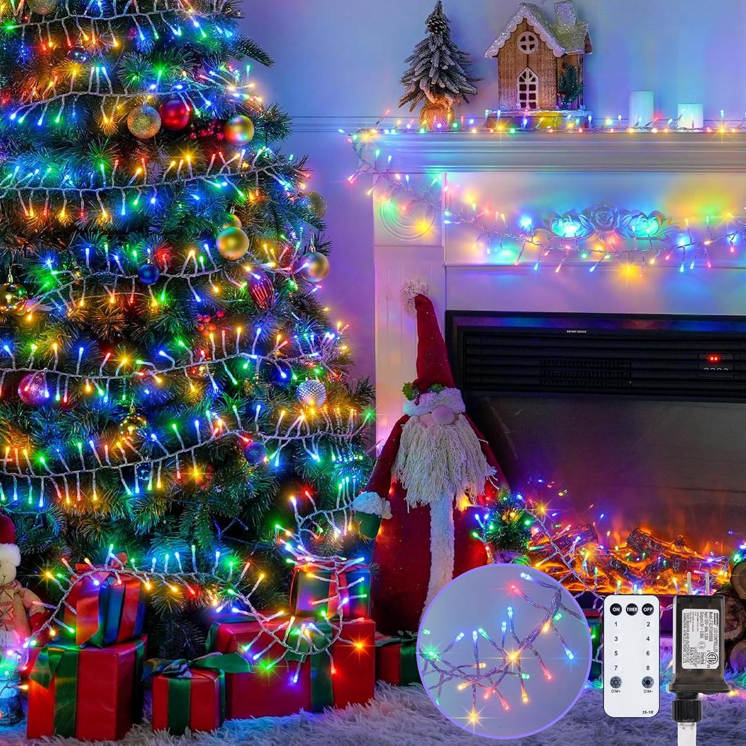 JMEXSUSS 400 LED Multicolor Cluster Lights Plug in, 20ft Christmas String Lights Outdoor Waterproof with Remote, 8 Modes Colorful Cluster Lights for Christmas Tree Wreath