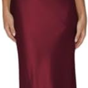 Womens Elegant Satin V Neck Backless Sleeveless Maxi Dress Silk Tie Low Back Formal Cocktail Dresses Wedding Guest (Burgundy), XL