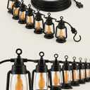 Backyard Fox Solar Lantern String Lights, 19.7FT Outdoor Hanging Decorative Lights with 10 LED Flame Effect Bulbs, Waterproof Evening Trail Series for Patio, Garden, Deck, and Backyard Decor
