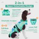 PUMYPOREITY 2-in-1 Detachable Dog Diapers, Escape-Proof Anti-Harassment Wear for Heat, Full Body Dog Onesie for Post-Surgery Recovery, Incontinence, Puppy Training & Senior Pet, XL, Green