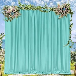 Turquoise Backdrop Curtains: 6 Panels 5ft x 10ft Polyester Backdrop Drapes for Wedding Mermaid Party Photography Decorations 30ft x 10ft