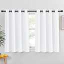 NICETOWN Room Darkneing Kitchen Curtain 45 inches Long - 50% Blackout Thermal Insulated Solid Grommet Sound & Light Blocking Drape Window Treatment for Bedroom (White, 1 Panel, W52 x L45)