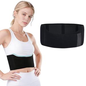 Adjustable Rib Brace for Women & Men - Broken Rib Compression Wrap, Chest Support Belt for Bruised, Fractured, Dislocated Ribs, Costochondritis & Sternum Pain Relief (Black)