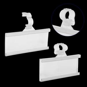 200 Pcs Plastic Wire Shelf Label Holders with 200 Blank Cards - Reusable Snap Lock Price Tag Holders for Supermarket, Retail Store, Pantry Organization - Tight Grip for Wire Shelving (3" x 1.34")