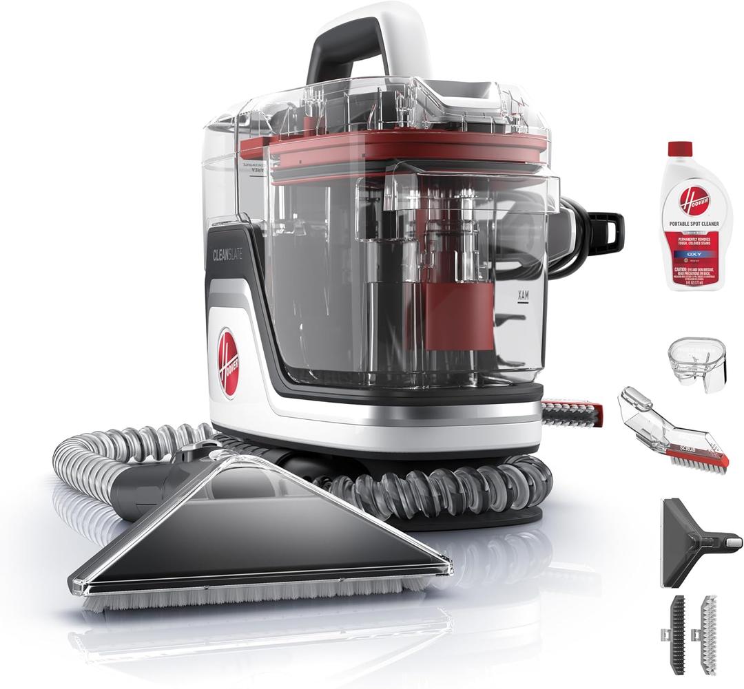 Hoover CleanSlate Plus Portable Carpet + Upholstery Spot Cleaner Machine, Powerful Suction with Versatile Tools, Pet Stain Remover, Car and Auto Detailer, Pair with Hoover Carpet Cleaner Solution