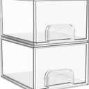 Vtopmart 2 Pack Clear Stackable Storage Drawers, 4.4'' Tall Acrylic Bathroom Makeup Organizer,Plastic Storage Bins For Vanity, Undersink, Kitchen Cabinets, Pantry, Home Organization