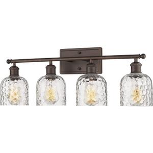 zeyu 4 Light Fixtures for Bathroom Above Mirror, Vintage Vanity Lighting Fixtures, Oil Rubbed Bronze Finish with Clear Hammered Glass, ZJF63B-4W ORB