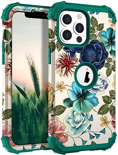 Hocase for iPhone 13 Pro Max Case, Heavy Duty Shockproof Protection Soft Silicone Rubber Bumper+Hard Plastic Hybrid Protective Case for iPhone 13 Pro Max (6.7") 2021 - Teal