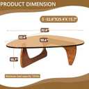 Mid Century Modern Coffee Table, Triangle Glass Coffee Table with Tempered Glass Top & Adjustable Natural Wood Base, End Tables Living Room, Small Table for Small Spaces (Walnut), 32.6 inches x 22.4 inches x 15.7 inches