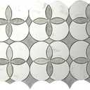 Anemone Flower Stone Mosaic 5 Sheets Mixed Color Italian Gray Marble Stone Kitchen Backsplash Water Jet Mosaic Flooring Tile Interior for Kitchen Backsplash Wall 4.65 sq. ft. (Natural White +Gray)