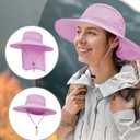 Outdoor Sun Hats with Stowable Neck Flap for Men Women UPF 50+ Mesh Summer Bucket Hat Wide Brim for Fishing Safari Hiking