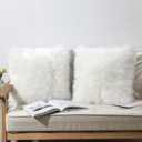 OYIMUA Set of 2 Luxury Soft Faux Fur Throw Pillow Covers Decorative Shaggy Fluffy Plush Cushion Case Aesthetic Farmhouse Pillowcase for Sofa Couch Bed Car White 20x20