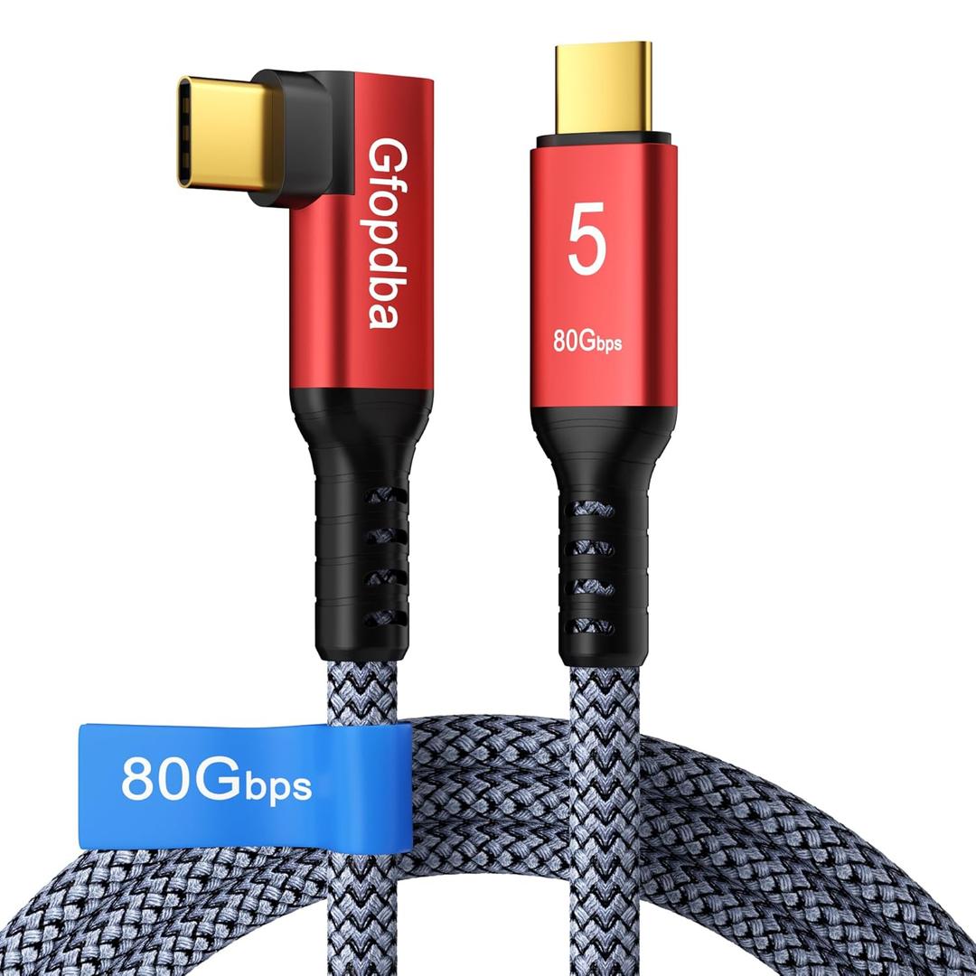USB C Camera Tethering Cable for Right Angle Thunderbolt 5 Cable 6.6 FT, 120Gbps Bandwidth, 80Gbps, 240W, 8K@165Hz, 4K@540Hz for Thunderbolt 4, iPhone 17, USB4, Canon, Sony, Nikon, Fuji, Mac mini M4