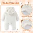 Fairy Baby Newborn Baby Bear Outfit With Fold-Over Mittens Footies Thin Fleece Romper Hooded Jumpsuit Winter Coat Girls Boys (White, 0-3 Months)