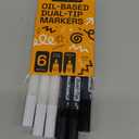 ARTISTRO 6 Black & White Oil-Based Permanent Tire Markers - Dual Tip (0.3mm+3mm) Paint Markers for Tire - Quick Dry, Waterproof