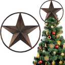 11 Inch Western Christmas Star Tree Topper Barn Rustic Star Vintage Texas Metal Stars Cowboy Rustic Christmas Tree Decoration Western Xmas Home Ornament for Xmas Holiday Party Decor