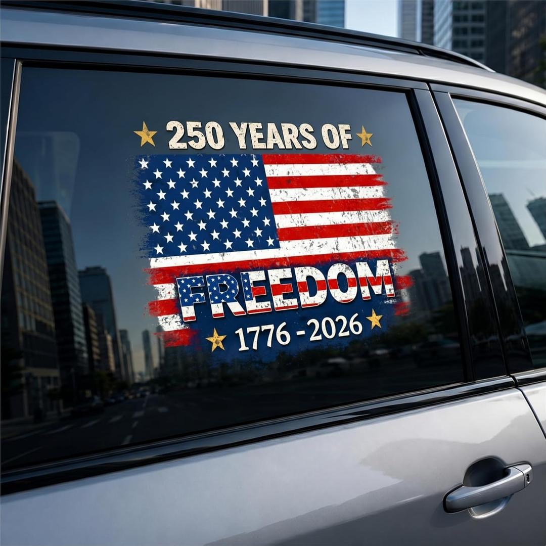 Dazoratix 250 Years America Decals - 250th Anniversary Vintage Retro USA Flag Merchandise Patriotic Independence Day Freedom American Vinyl Stickers for Car Windows Vehicles Tumblers Bumpers Decor