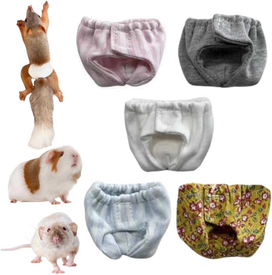 5PCS Small Pet Diapers, Adjustable Sugar Glider Diapers, Reusable, Washable, Specially Designed for Use on Pet Squirrels Guinea Pig (S)