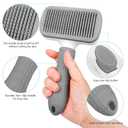 Dog & Cat Brush, Self Cleaning Slicker Brush for Pets, Upgraded Dog Brush for Shedding Massaging and Grooming, Removes Loose Undercoat & Portable Comb for Long Short Haired Dogs(Gray)
