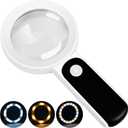 Magnifying Glass with Light, High Magnification Handheld Large Magnifying Glass 18LED Cold and Warm Light with 3 Modes, Illuminated Lighted Magnifier for Seniors Reading, Coins, Jewelry, Exploring (White)