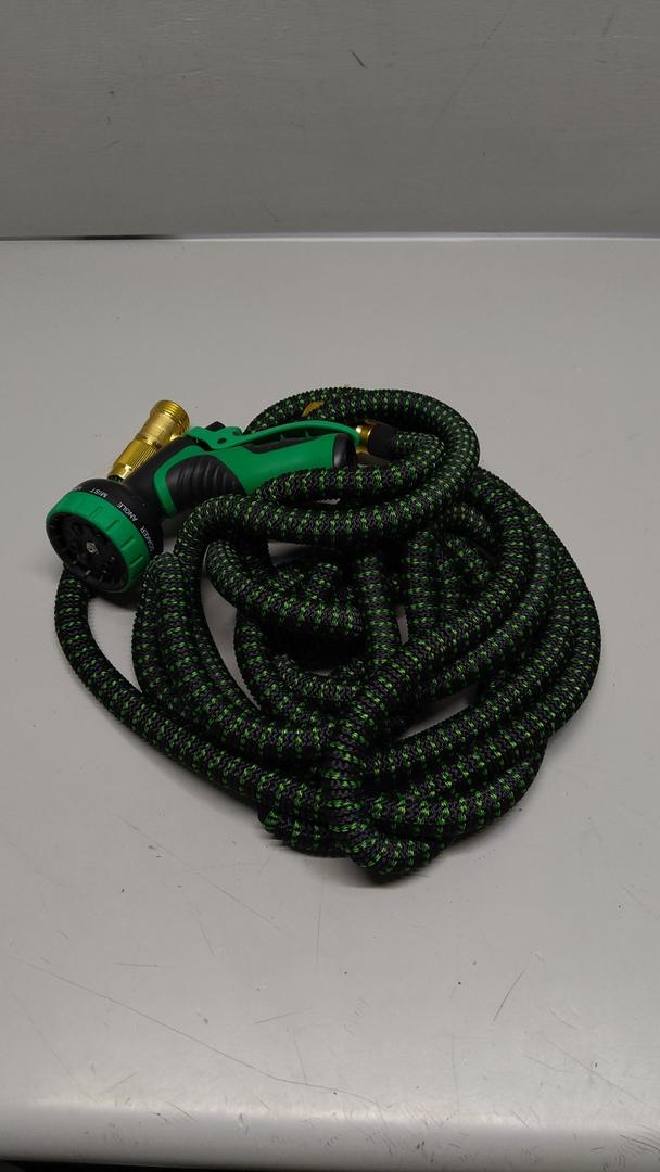 MEACKLE 50 FT Garden Hose, Water Hose with 10Function HighPressure Spray Nozzle, Heavy Duty Flexible Hose, 3/4" Solid Brass Fitting(Green Black)