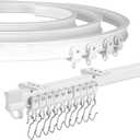 XCK Flexible Curtain Track 10 ft Cuttable, Curved Track for Bay Window Travel Trailer RV-Shower Curtain Track Ceiling Mount Curtain Rails Bendable White Curtain Track System (9.84 ft (3 meters))
