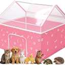 Cat Playpen, Puppy Playpen Small Dog Pet Crate Tent Cage Indoor & Outdoor, Cat House Enclosure Kennel Dogs/Cats/Rabbits/Hamster (Pink)