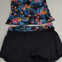 Tankini Swimsuits with Shorts - Two Piece Swimsuits Tummy Control Bathing Suits with Pockets (Small, Black Floral)
