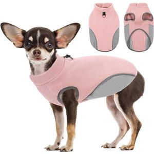 AOFITEE Fleece Dog Sweater, Warm Dog Fleece Sweater for Small Dogs Girls Boys, Stretchy Fall Dog Sweater Fleece Dog Vest Jacket, Doggie Sweatshirt for Yorkie, Teacup, Chihuahua, Black S (Pink)