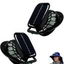 2Pack Solar Powered Fan Removable for Hats Accessories, Portable Mini Fan with Dual Charging 3-Speed Rechargeable Cooling for Baseball, Fishing Hats