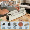 Impulse Heat Sealer with 20-Inch Sealing Bar: Heavy-Duty Bag Sealer with Extra Cutting Blade (White)